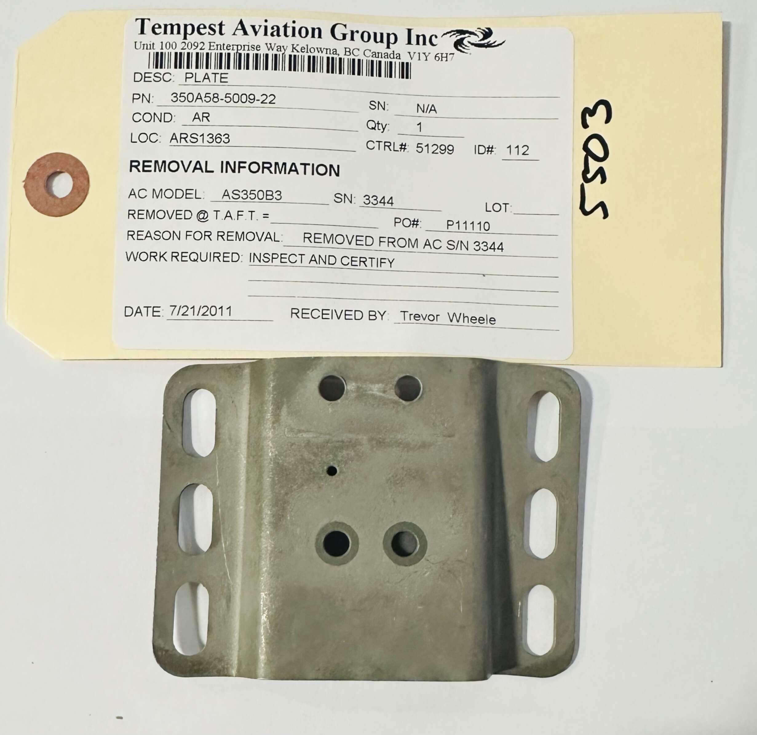 Aircraft Part: 350A58-5009-22