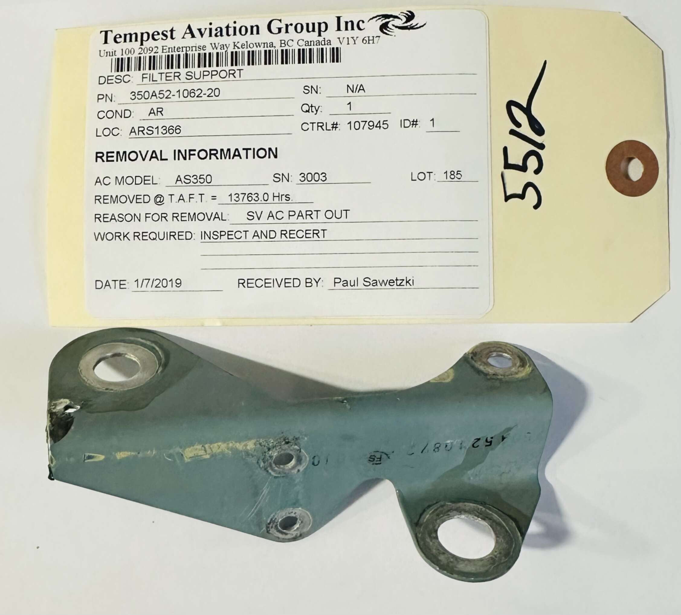 Aircraft Part: 350A52-1062-20