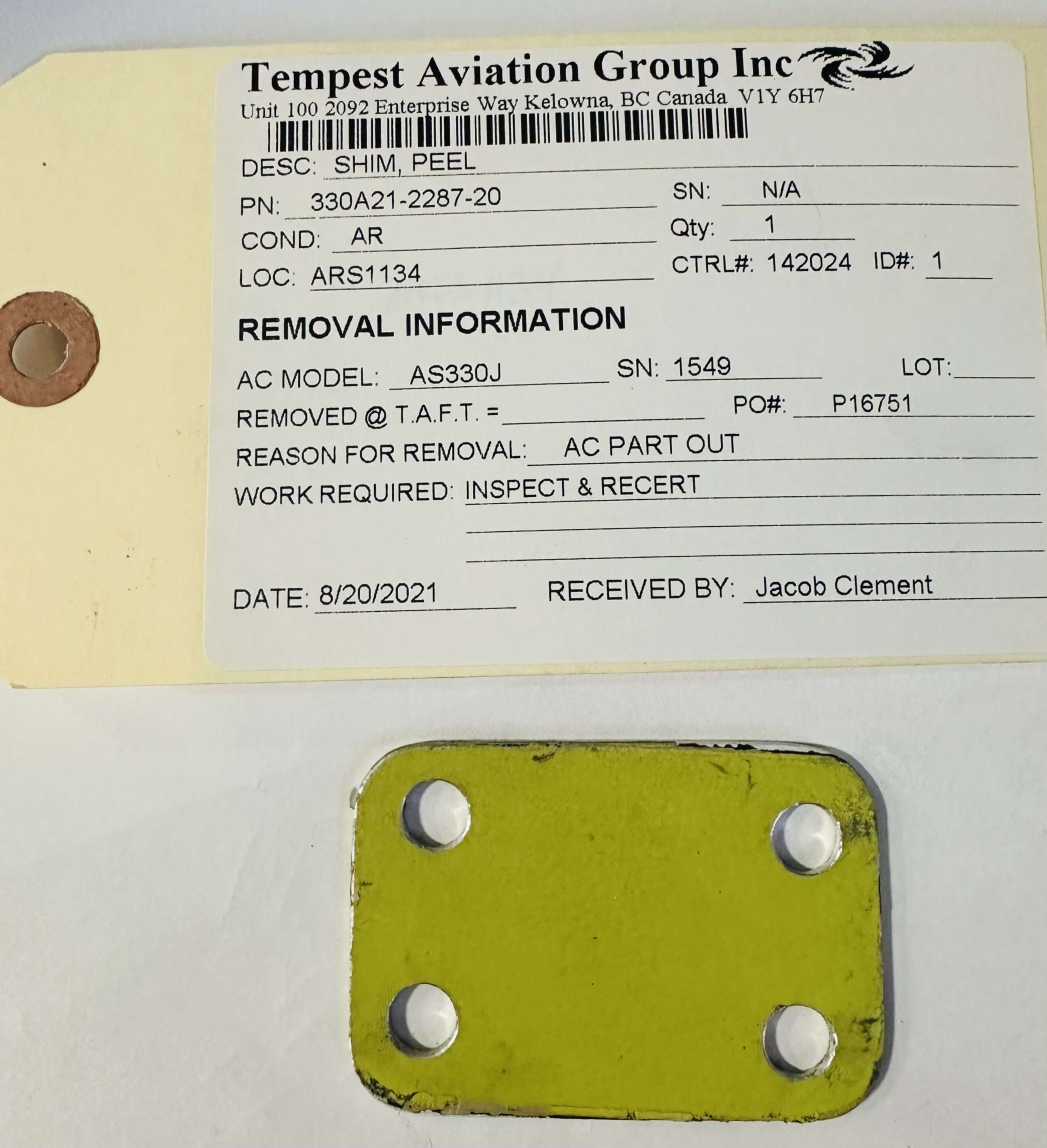 Aircraft Part: 330A21-2287-20