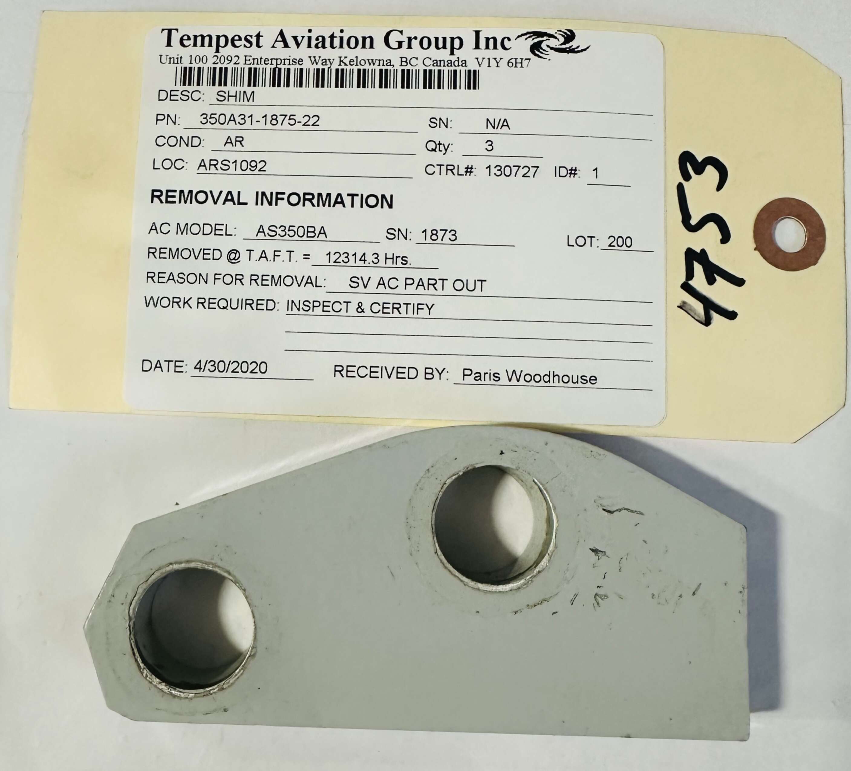 Aircraft Part: 350A31-1875-22