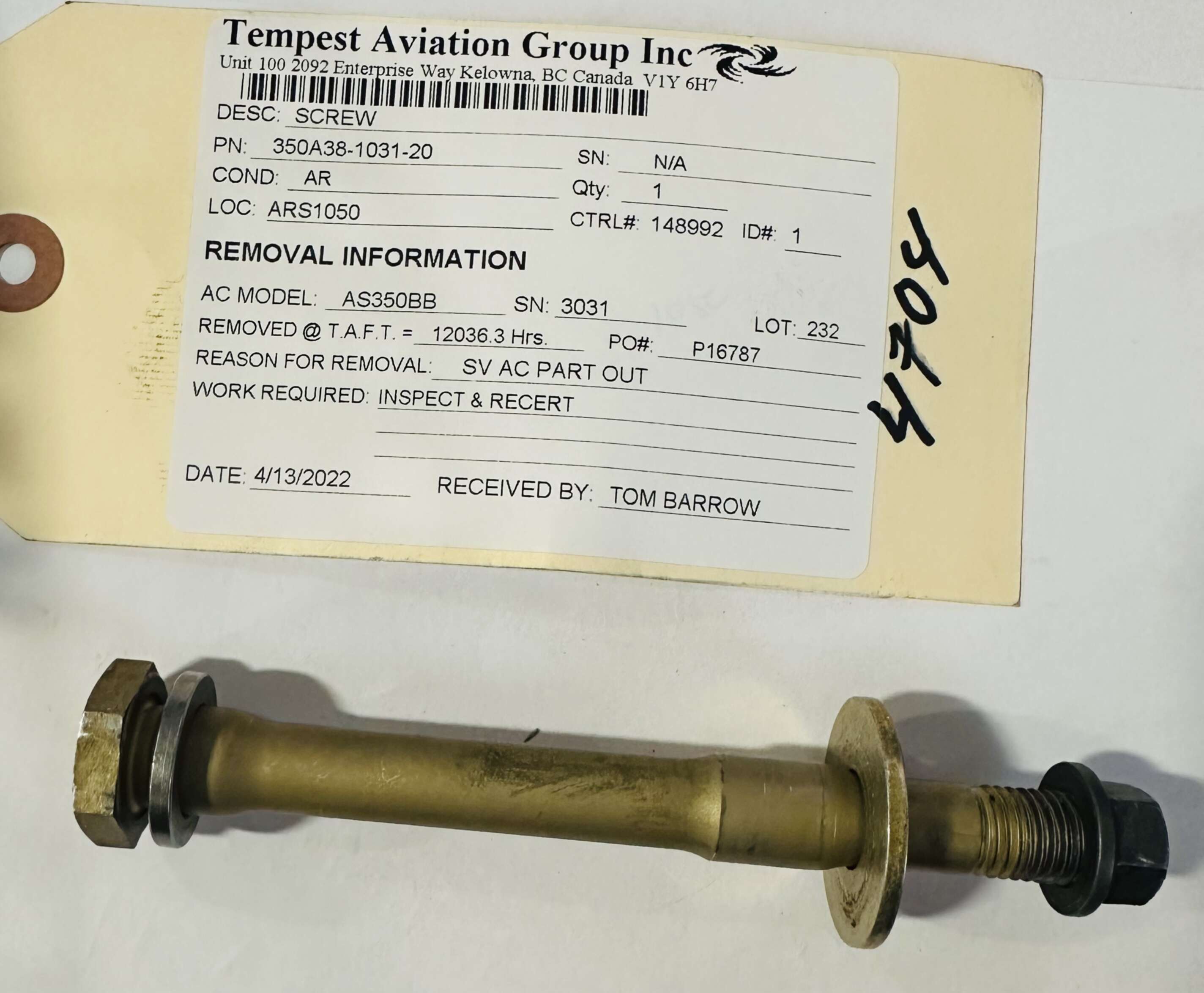 Aircraft Part: 350A38-1031-20