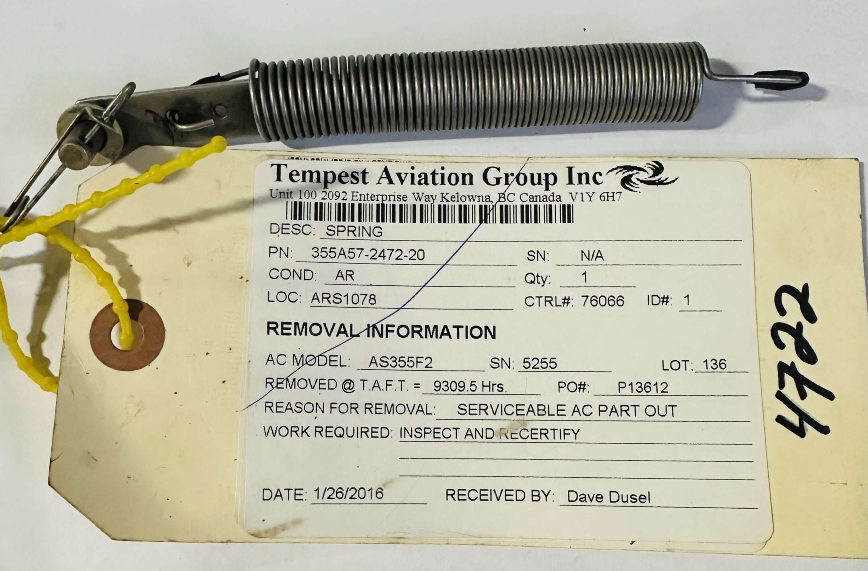 Aircraft Part: 355A57-2472-20