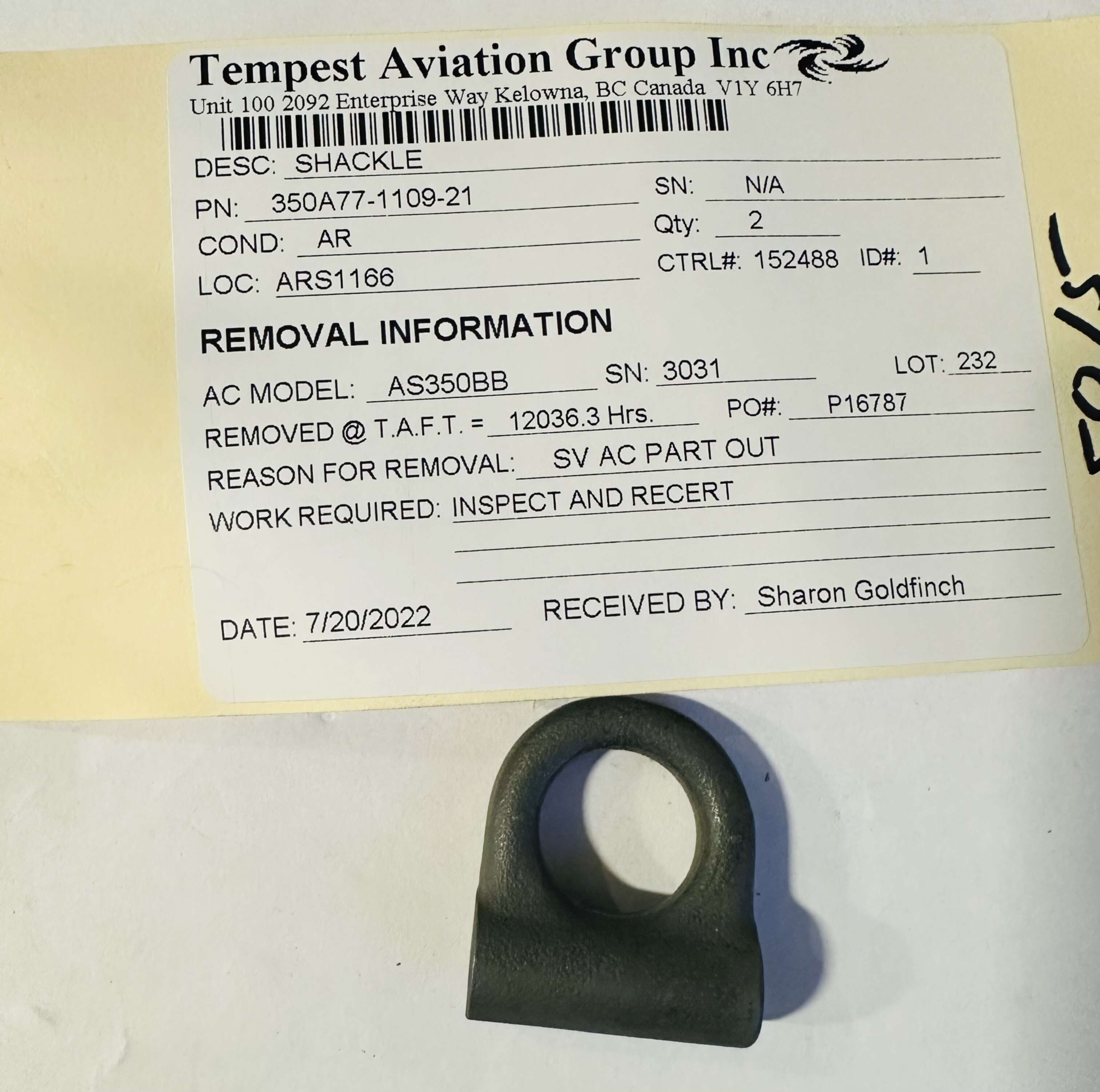 Aircraft Part: 350A77-1109-21