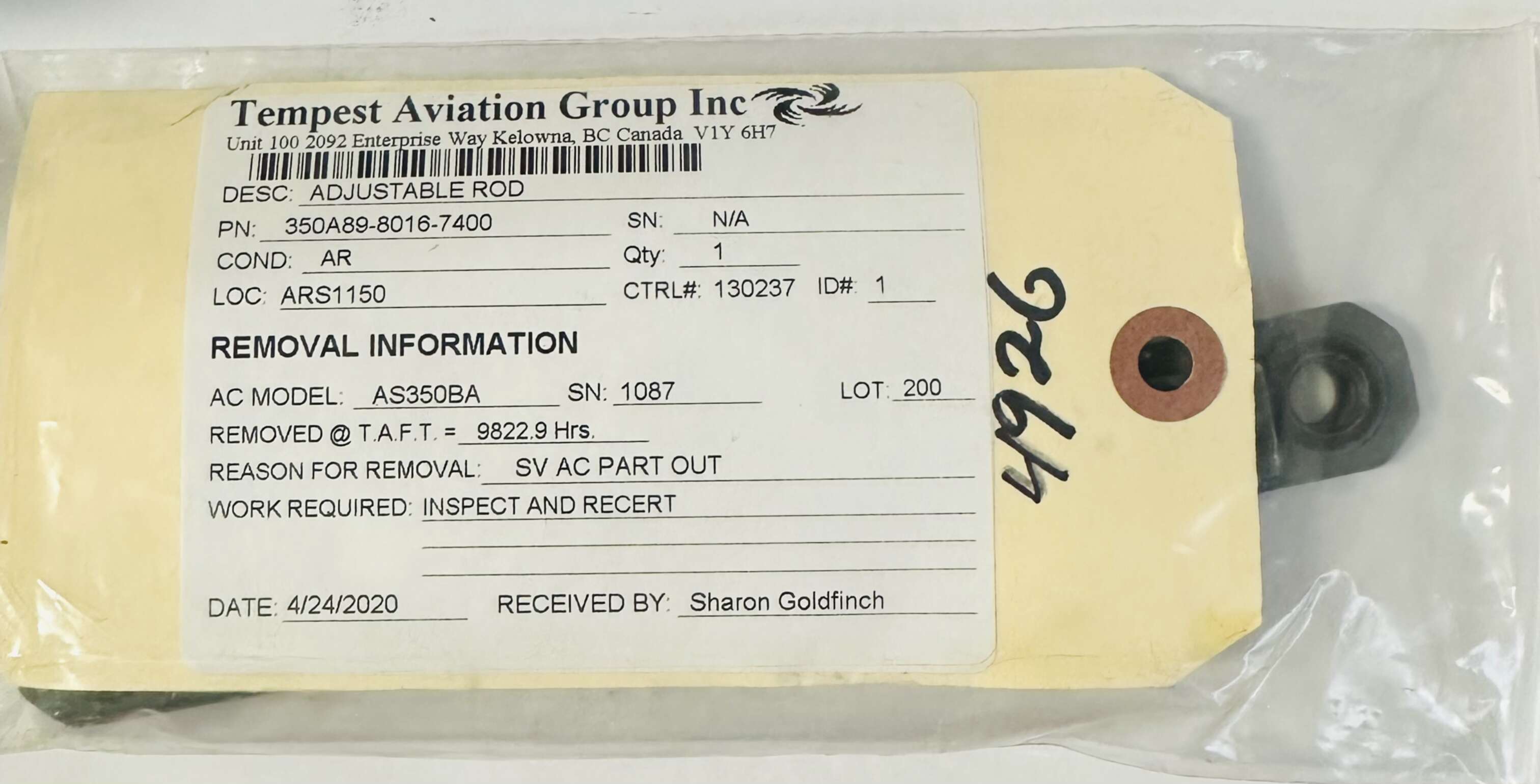 Aircraft Part: 350A89-8016-7400