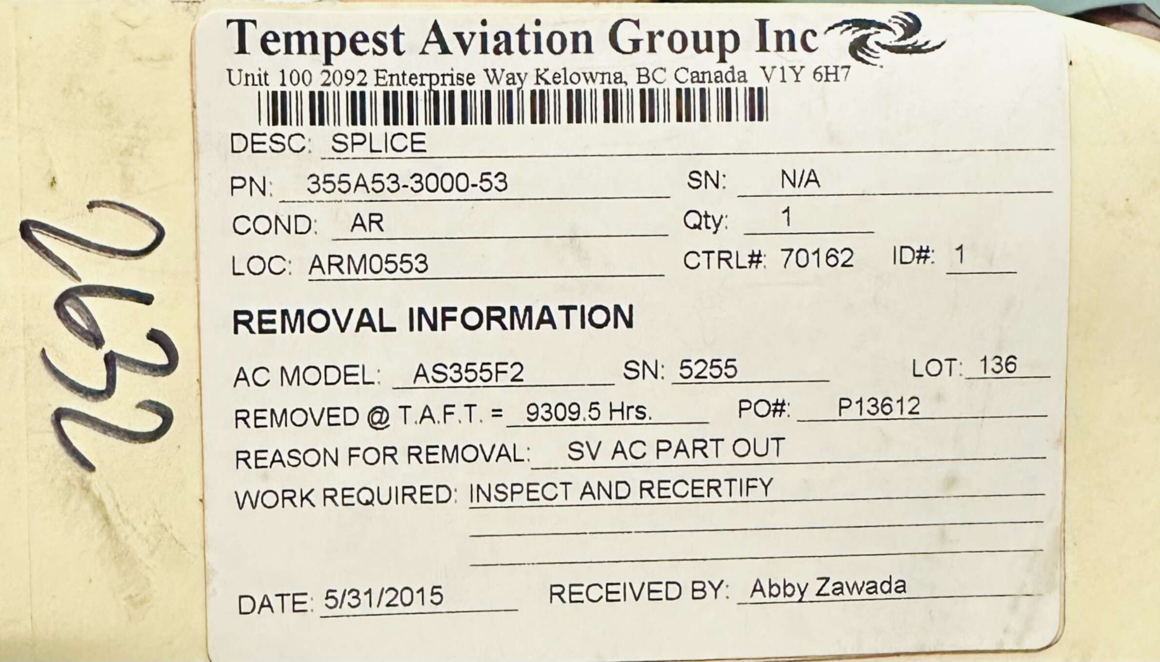 Aircraft Part: 355A53-3000-53