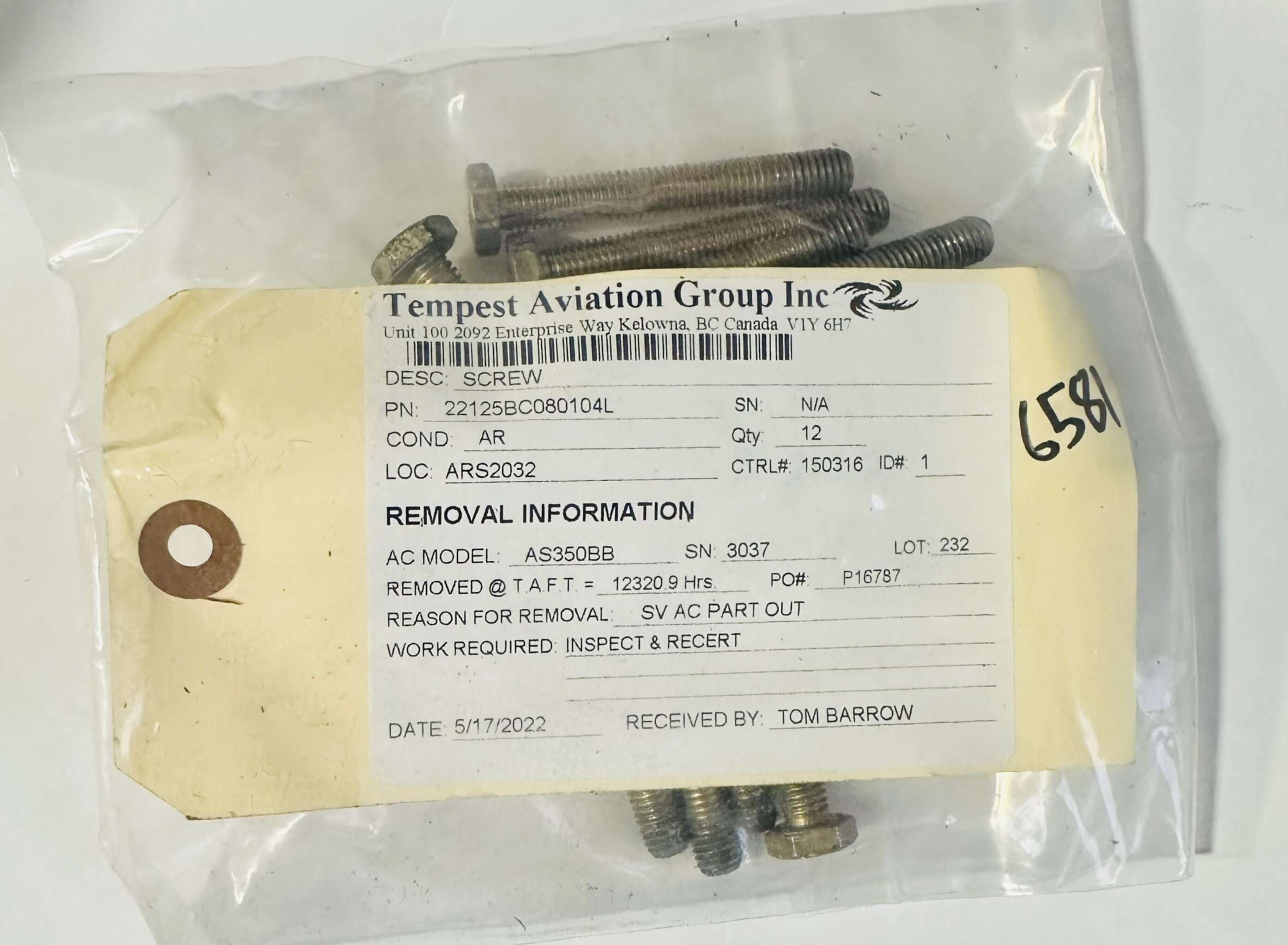 Aircraft Part: 22125BC080104L