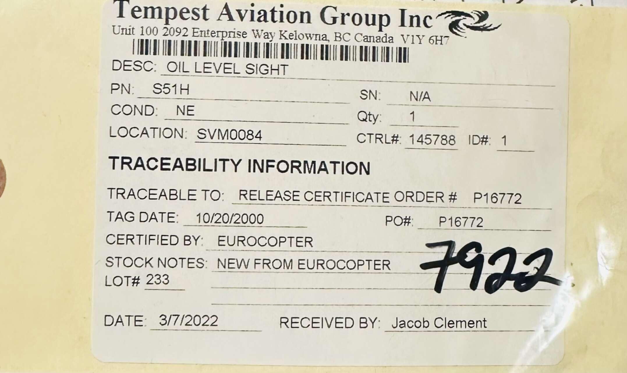 Aircraft Part: S51H