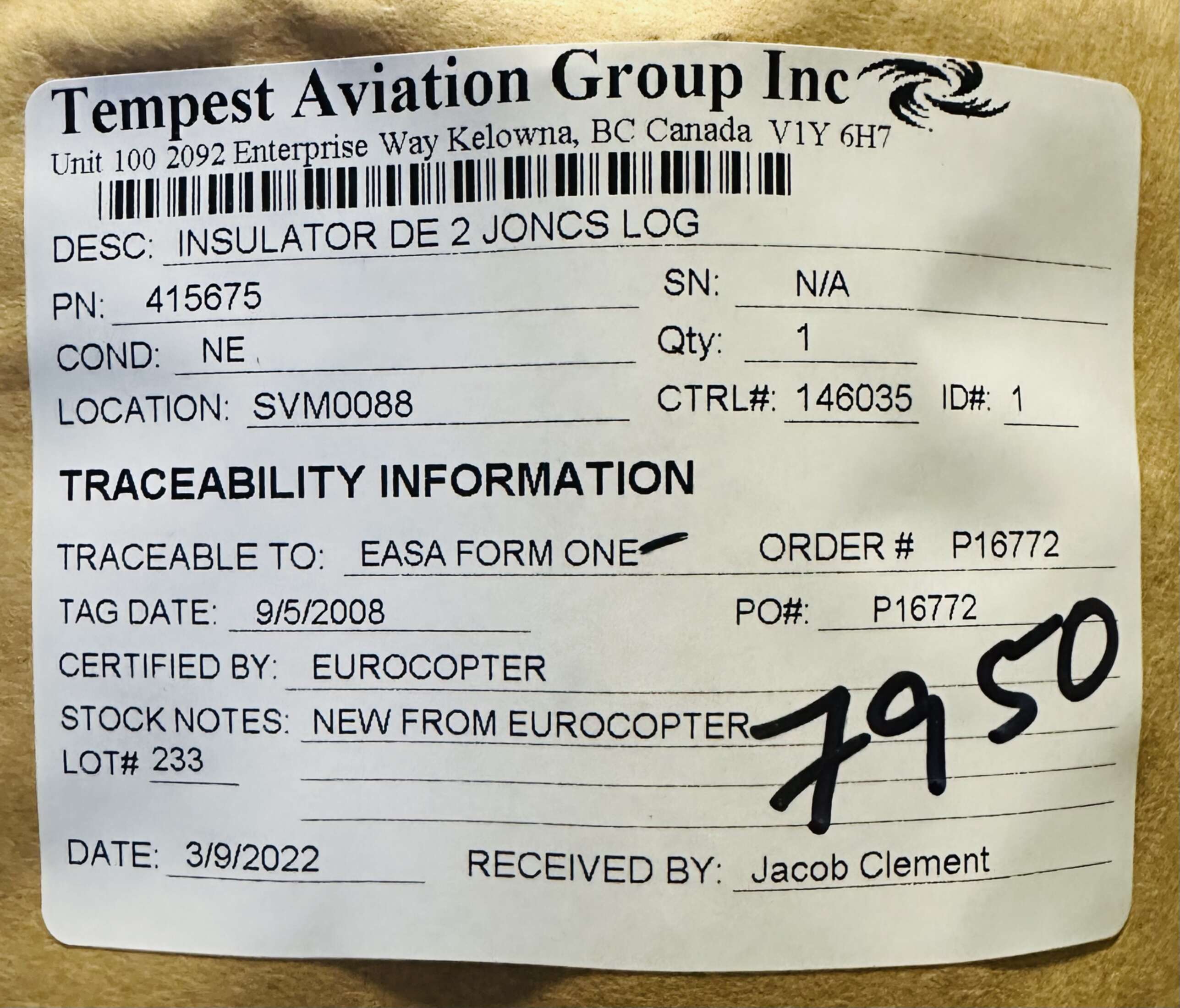 Aircraft Part: 415675