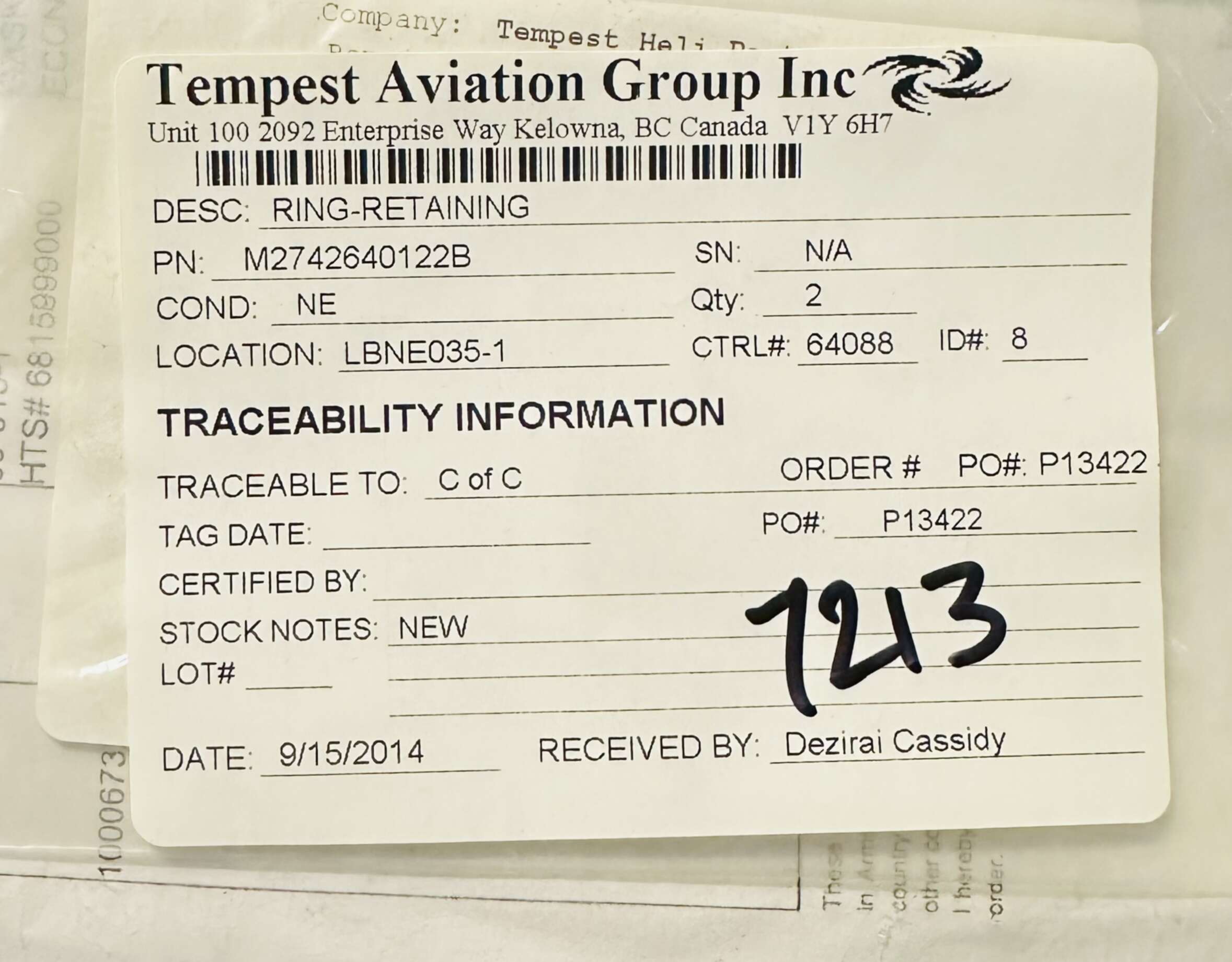 Aircraft Part: M2742640122B