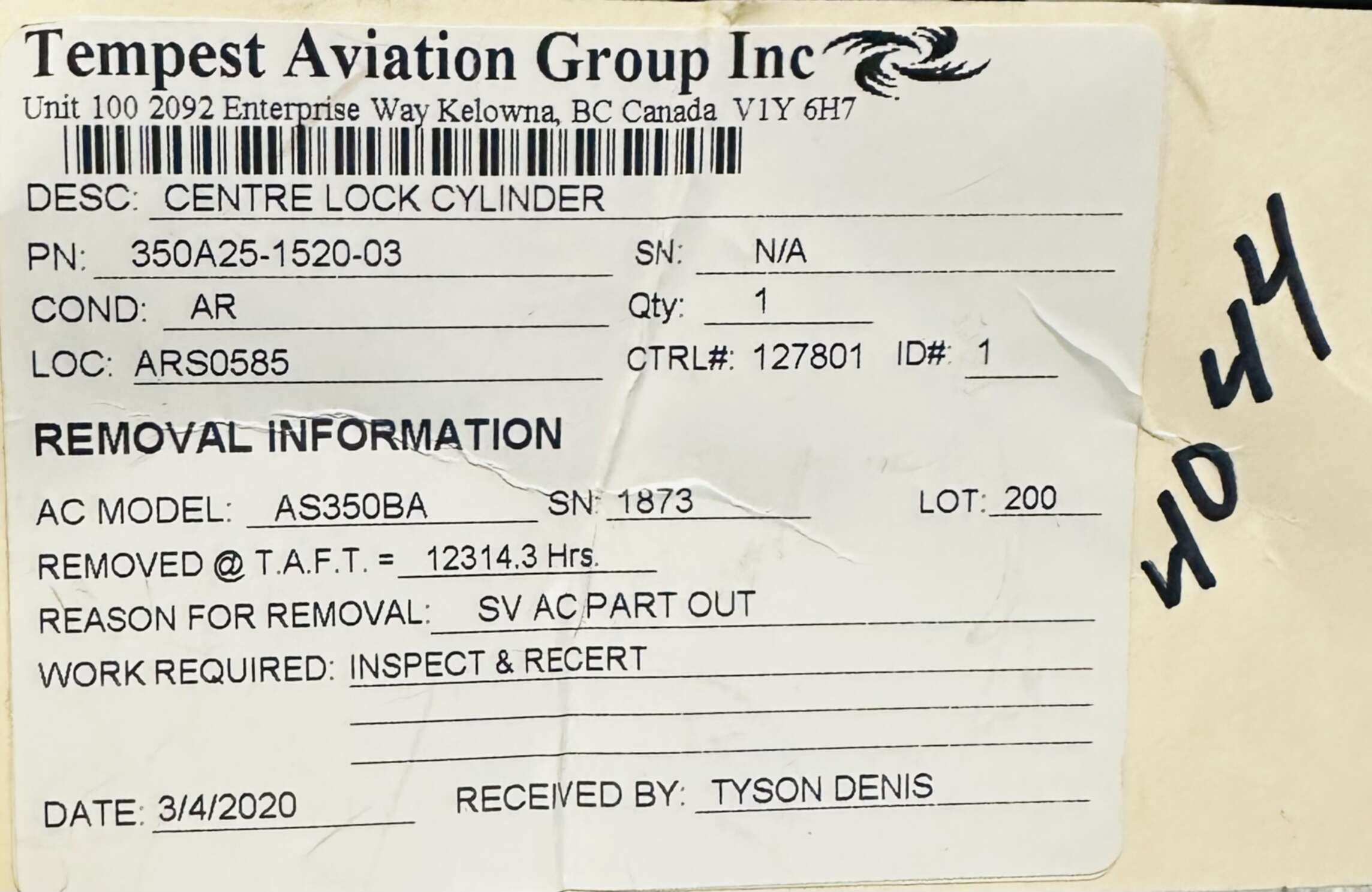 Aircraft Part: 350A25-1520-03