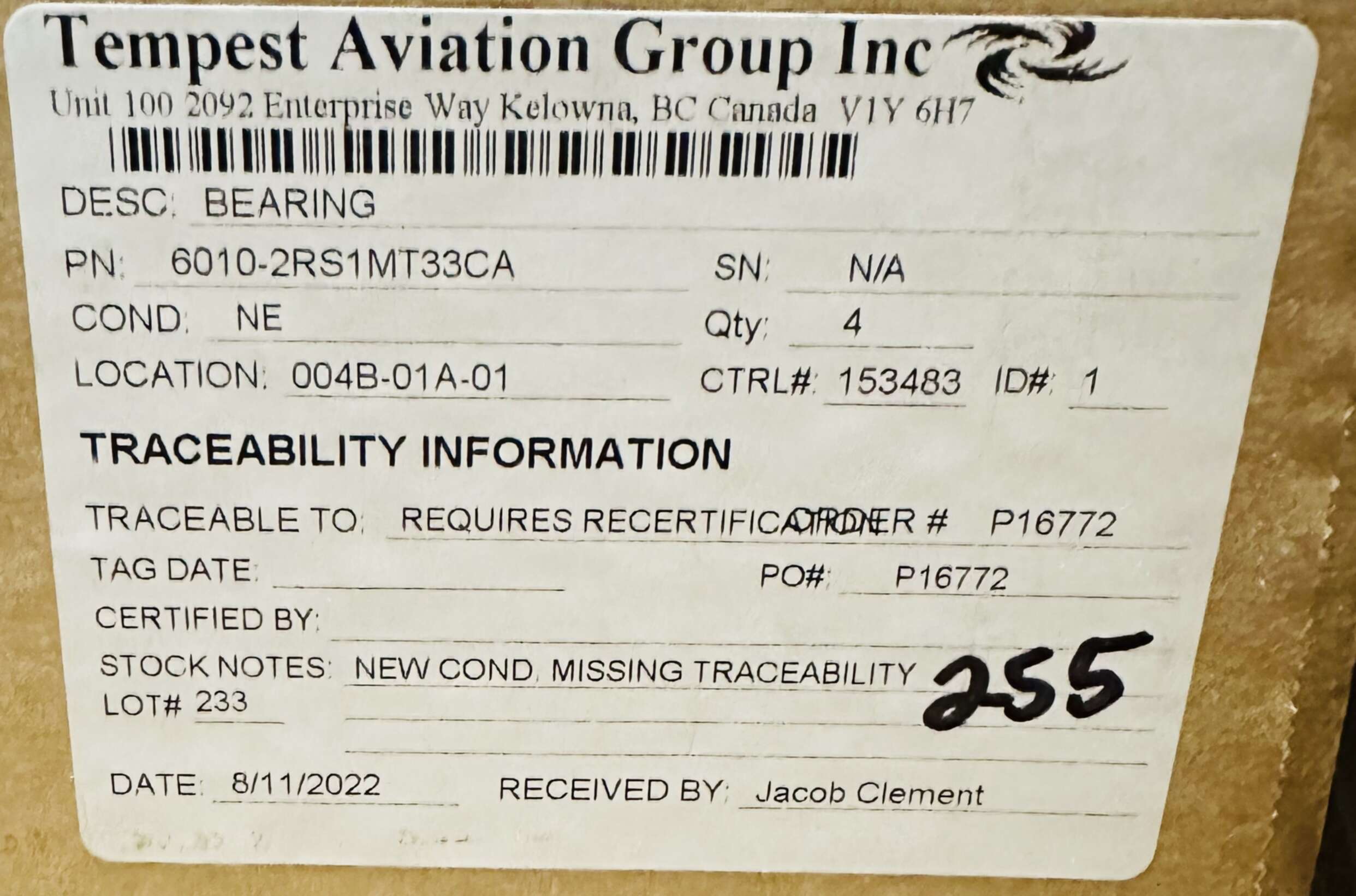 Aircraft Part: 6010-2RS1MT33CA