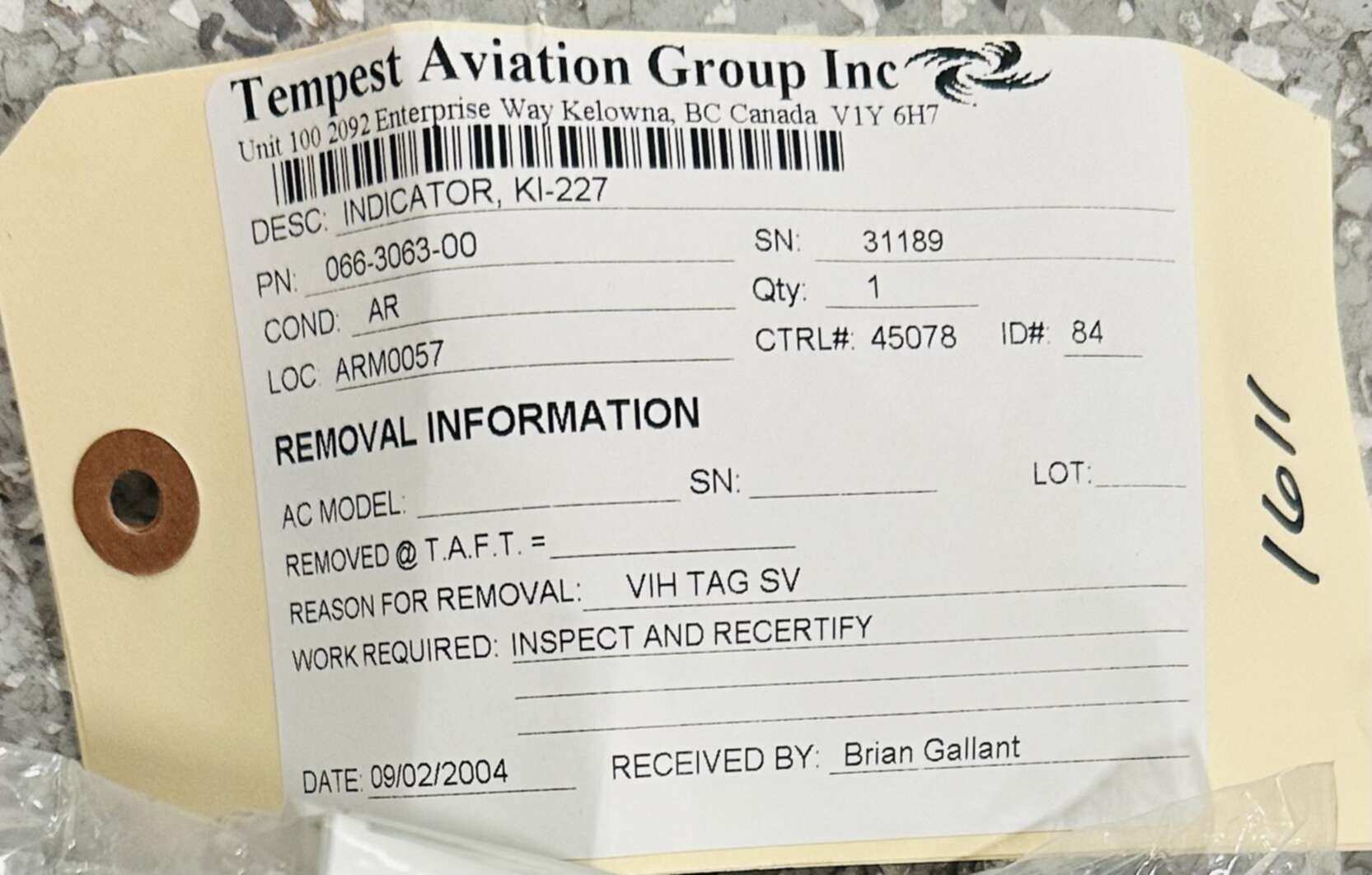 Aircraft Part: 066-3063-00