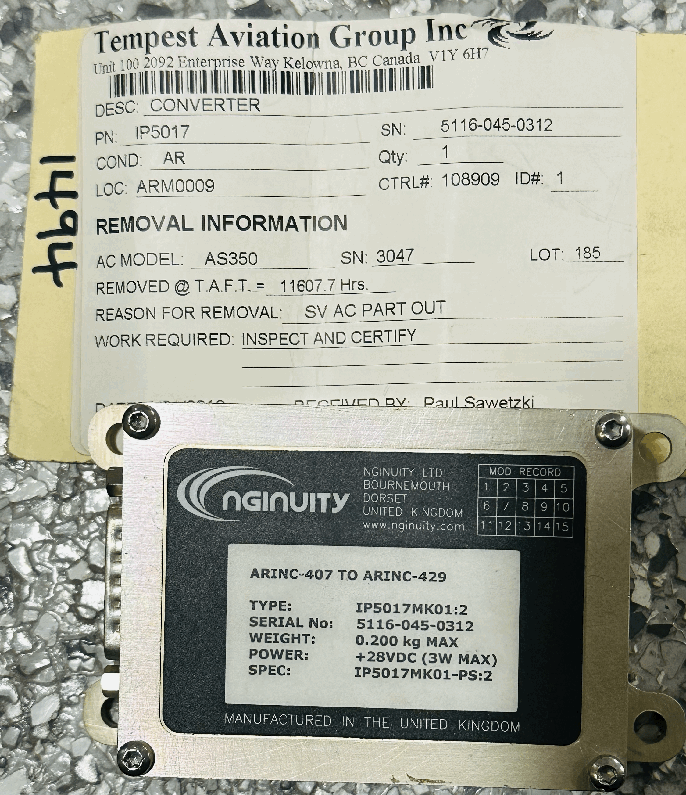 Aircraft Part: IP5017