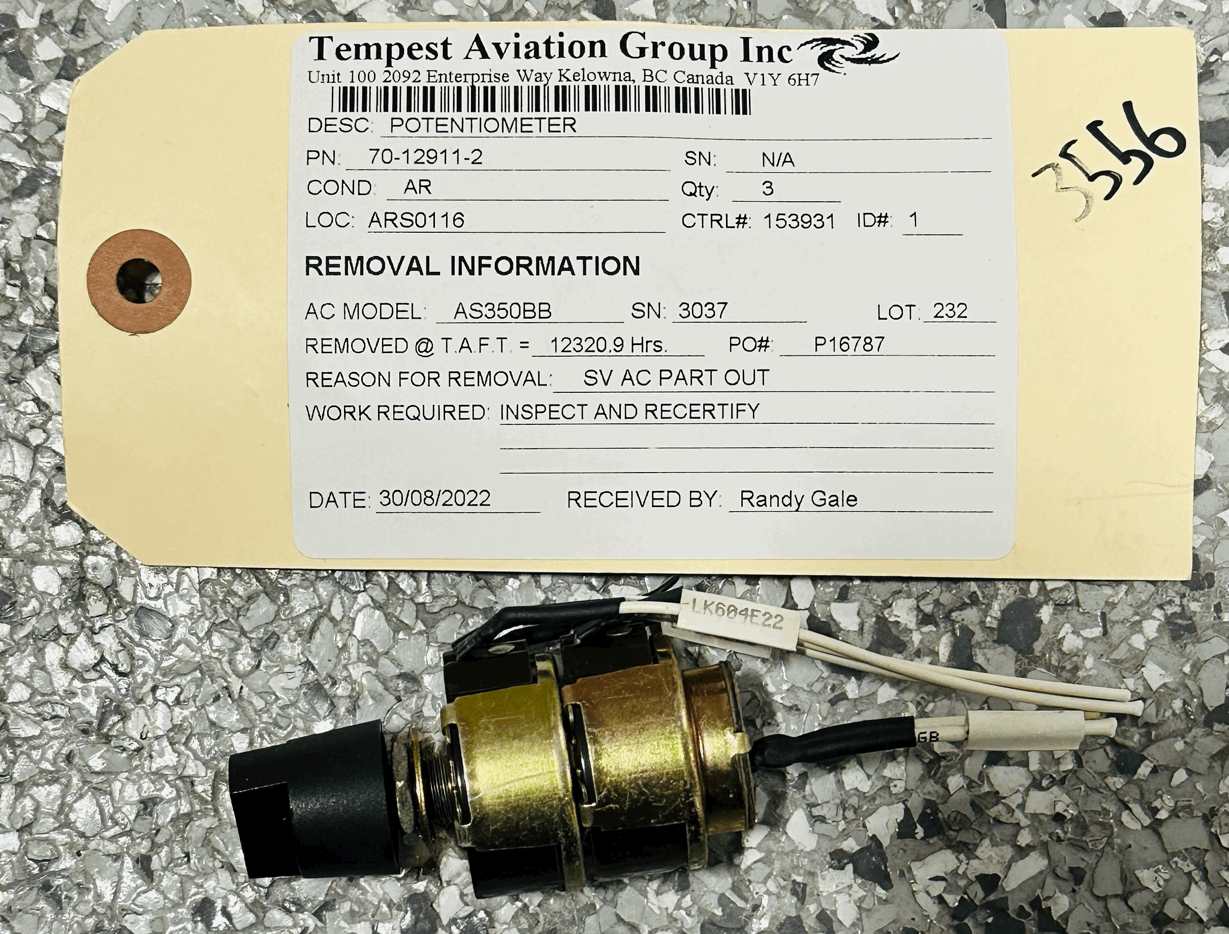 Aircraft Part: 70-12911-2