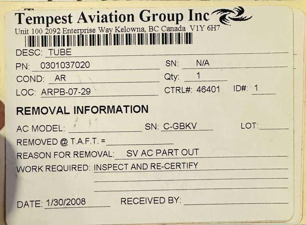 Aircraft Part: 0301037020