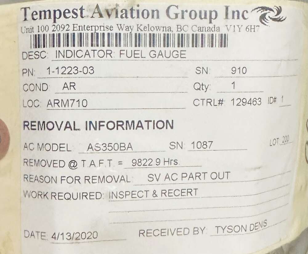 Aircraft Part: 1-1223-03