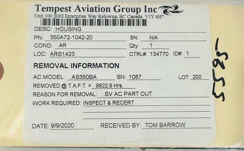 Aircraft Part: 350A72-1042-20