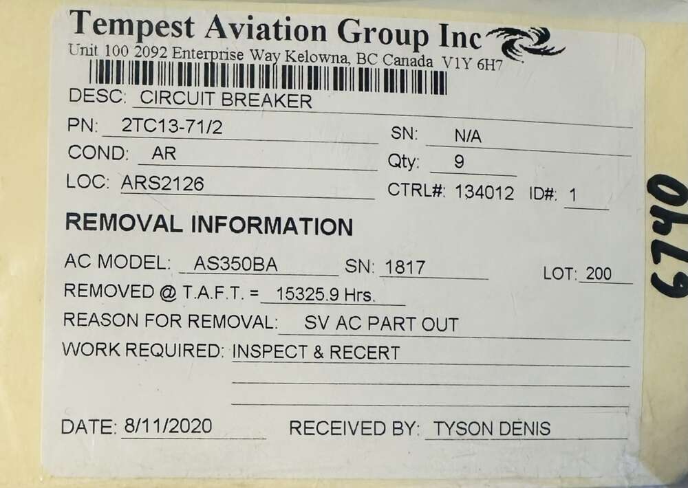 Aircraft Part: 2TC13-71/2