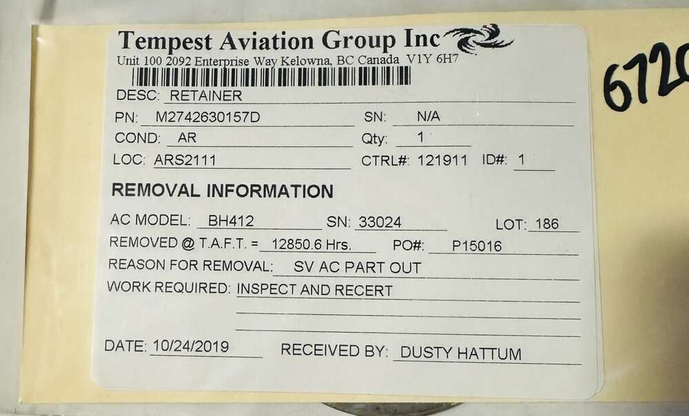 Aircraft Part: M2742630157D