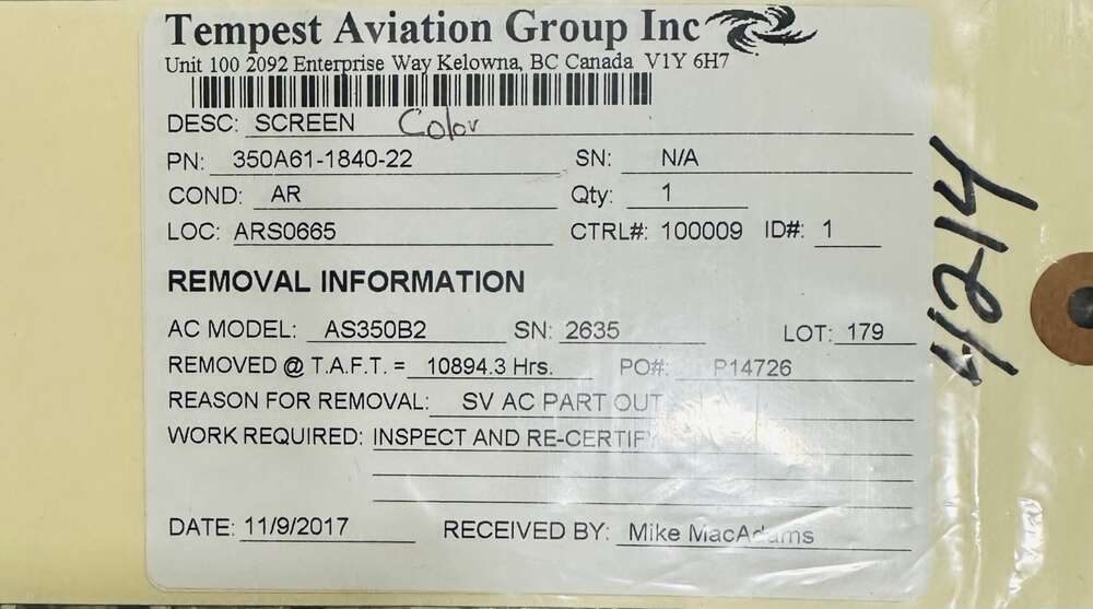 Aircraft Part: 350A61-1840-22