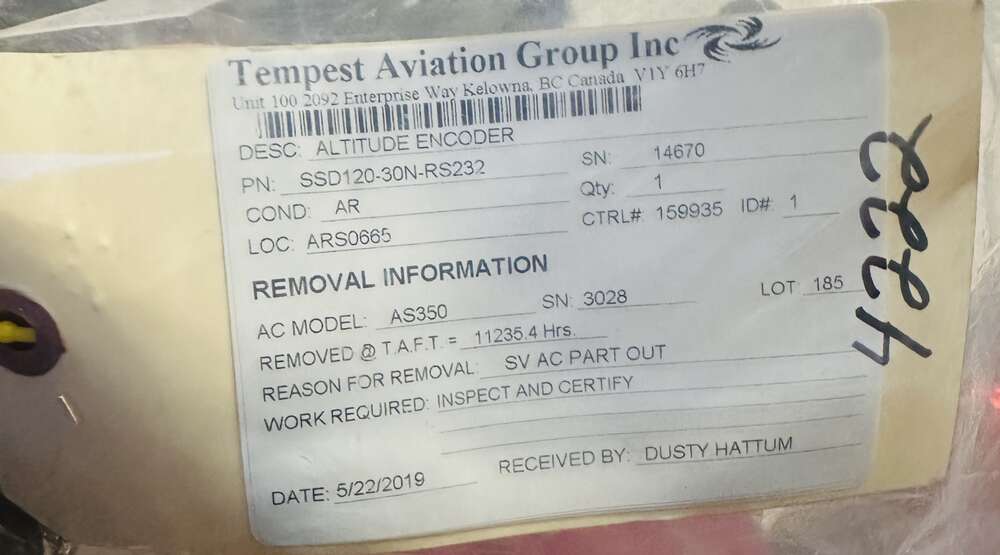 Aircraft Part: SSD120-30N-RS232