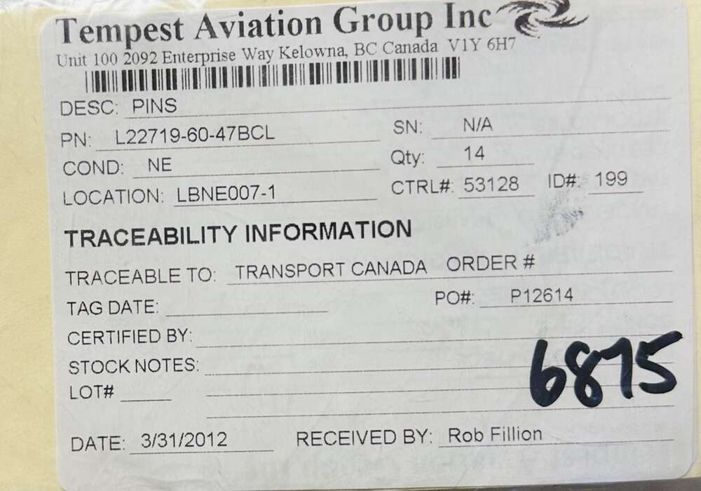 Aircraft Part: L22719-60-47BCL