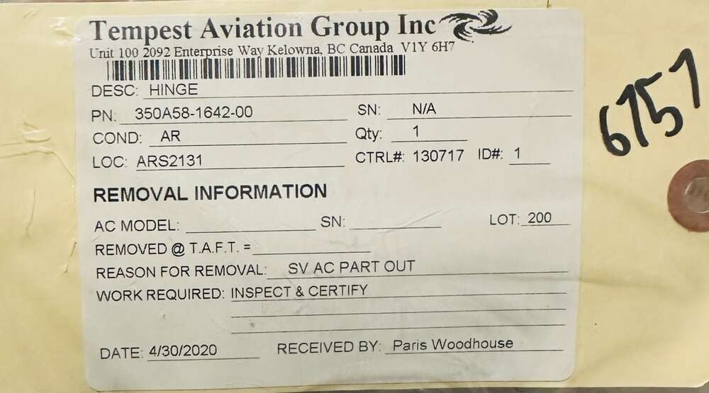 Aircraft Part: 350A58-1642-00