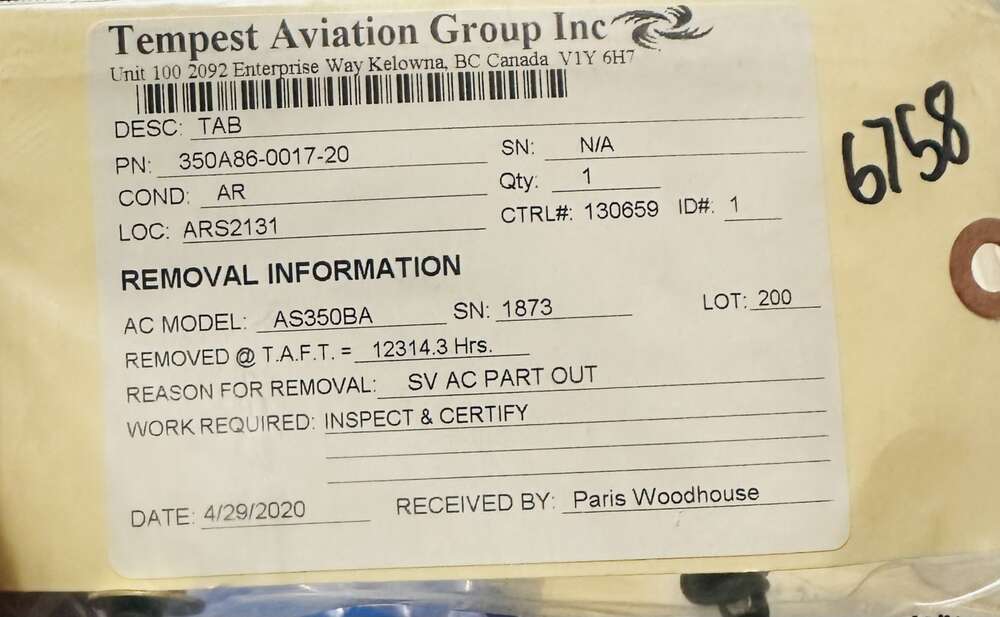 Aircraft Part: 350A86-0017-20