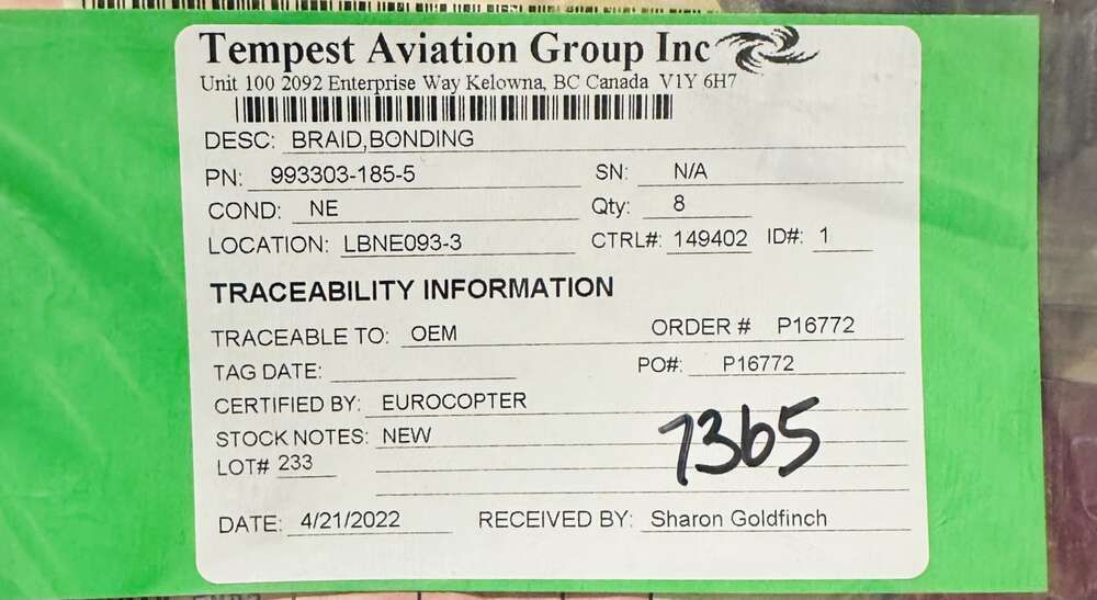 Aircraft Part: 993303-185-5