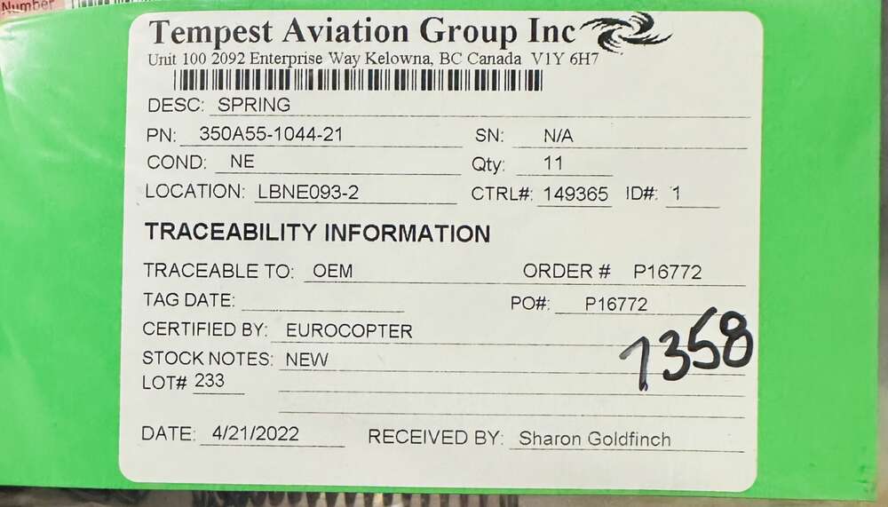 Aircraft Part: 350A55-1044-21