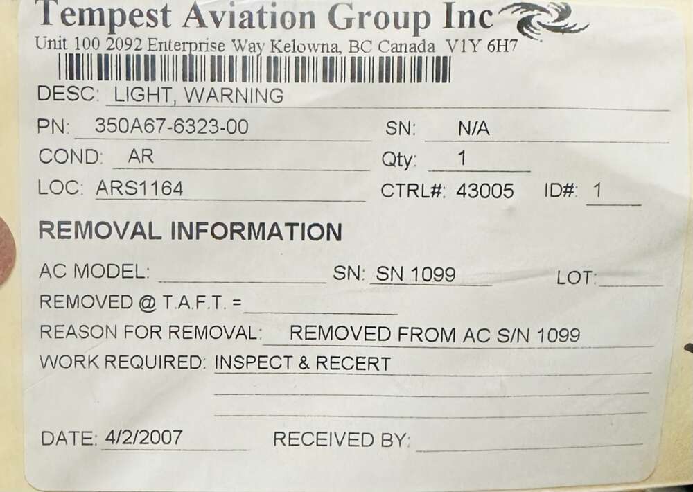 Aircraft Part: 350A67-6323-00