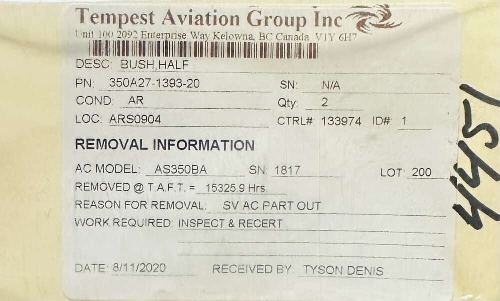 Aircraft Part: 350A27-1393-20