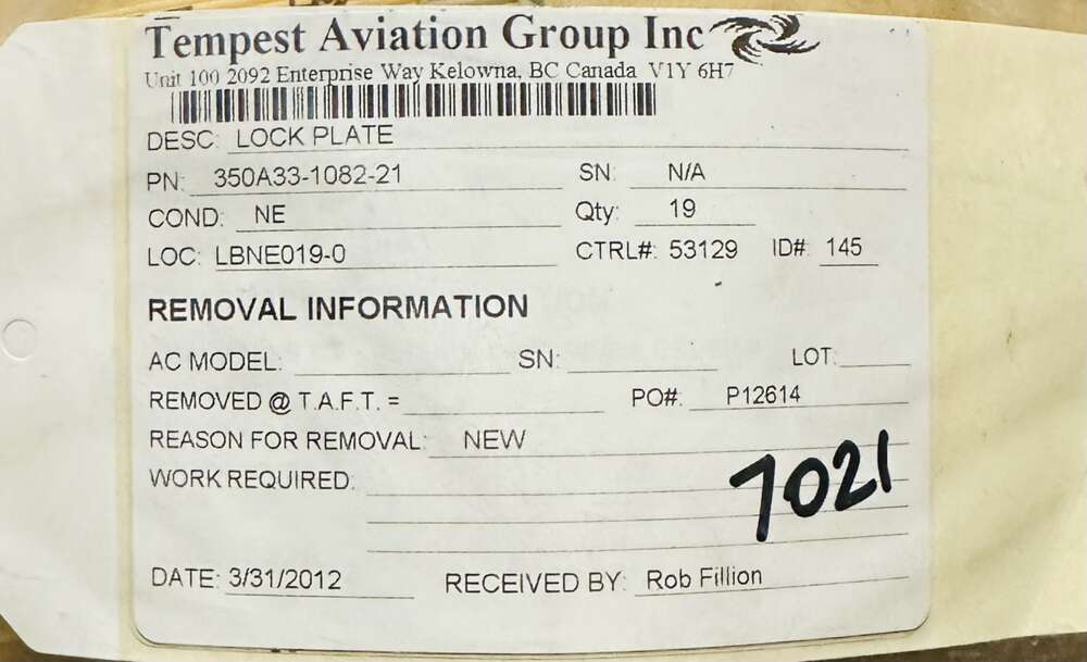 Aircraft Part: 350A33-1082-21