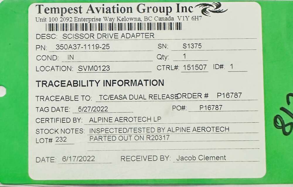 Aircraft Part: 350A37-1119-25