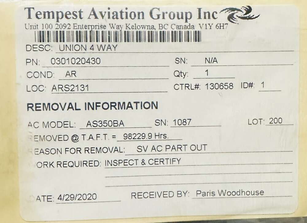 Aircraft Part: 0301020430