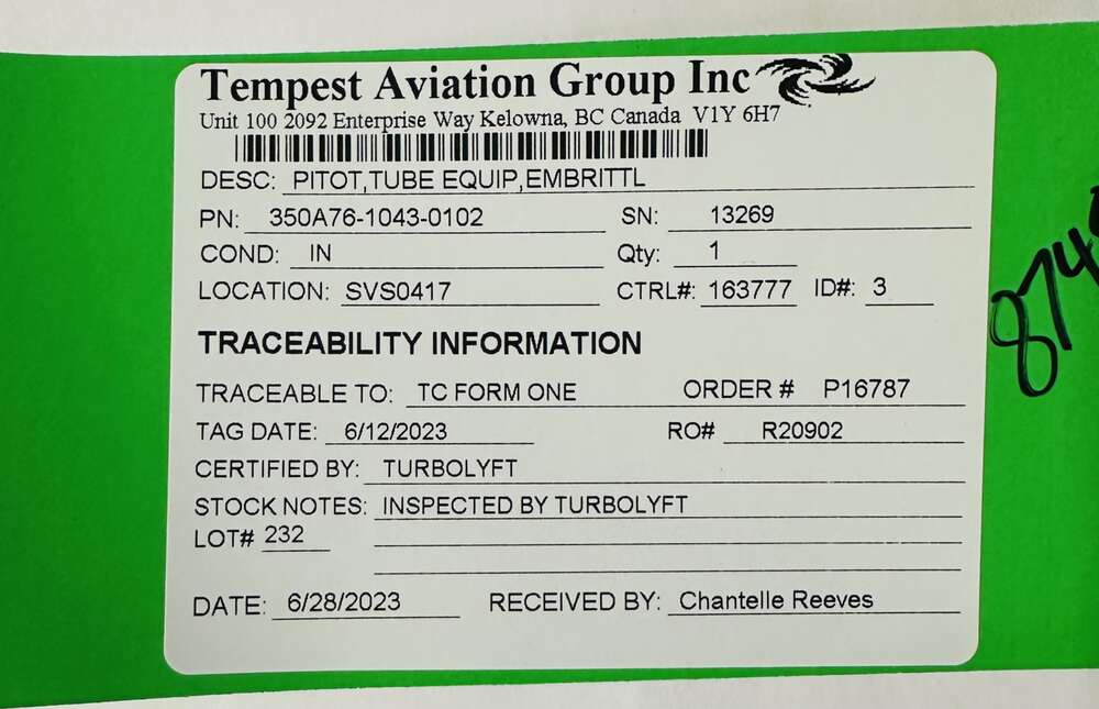 Aircraft Part: 350A76-1043-0102