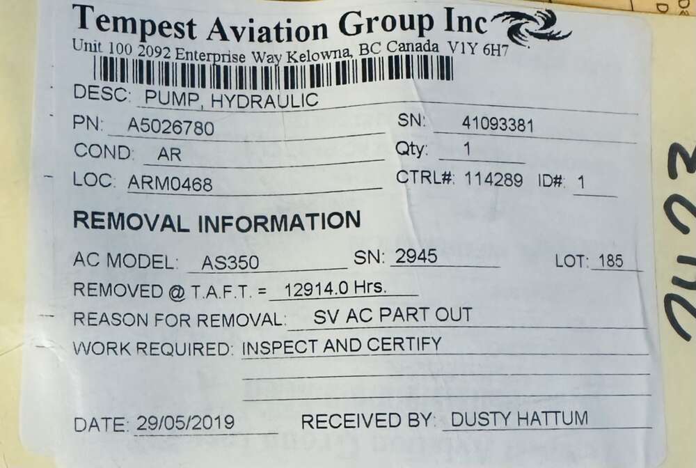 Aircraft Part: A5026780