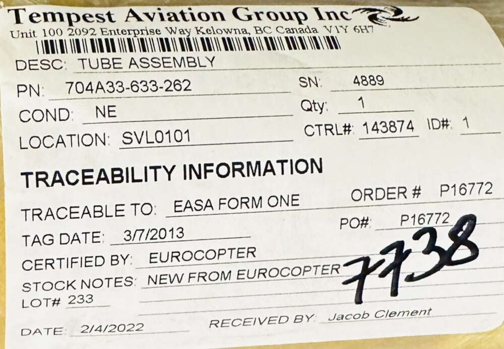 Aircraft Part: 704A33-633-262