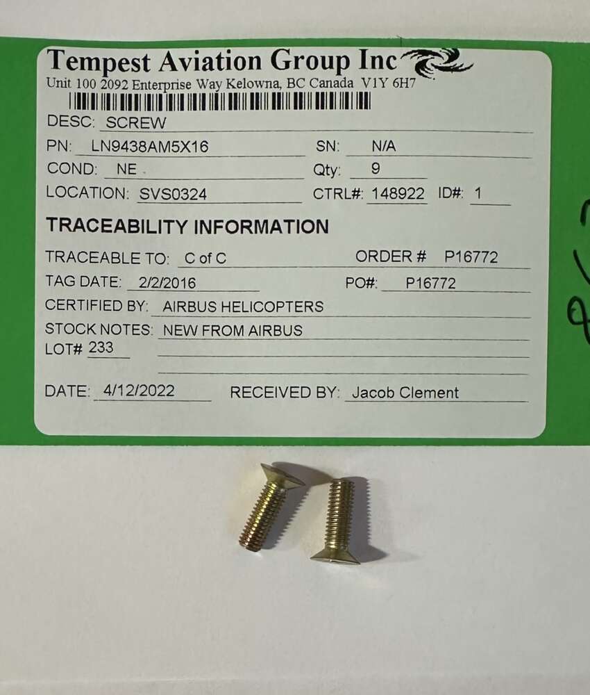 Aircraft Part: LN9438AM5X16