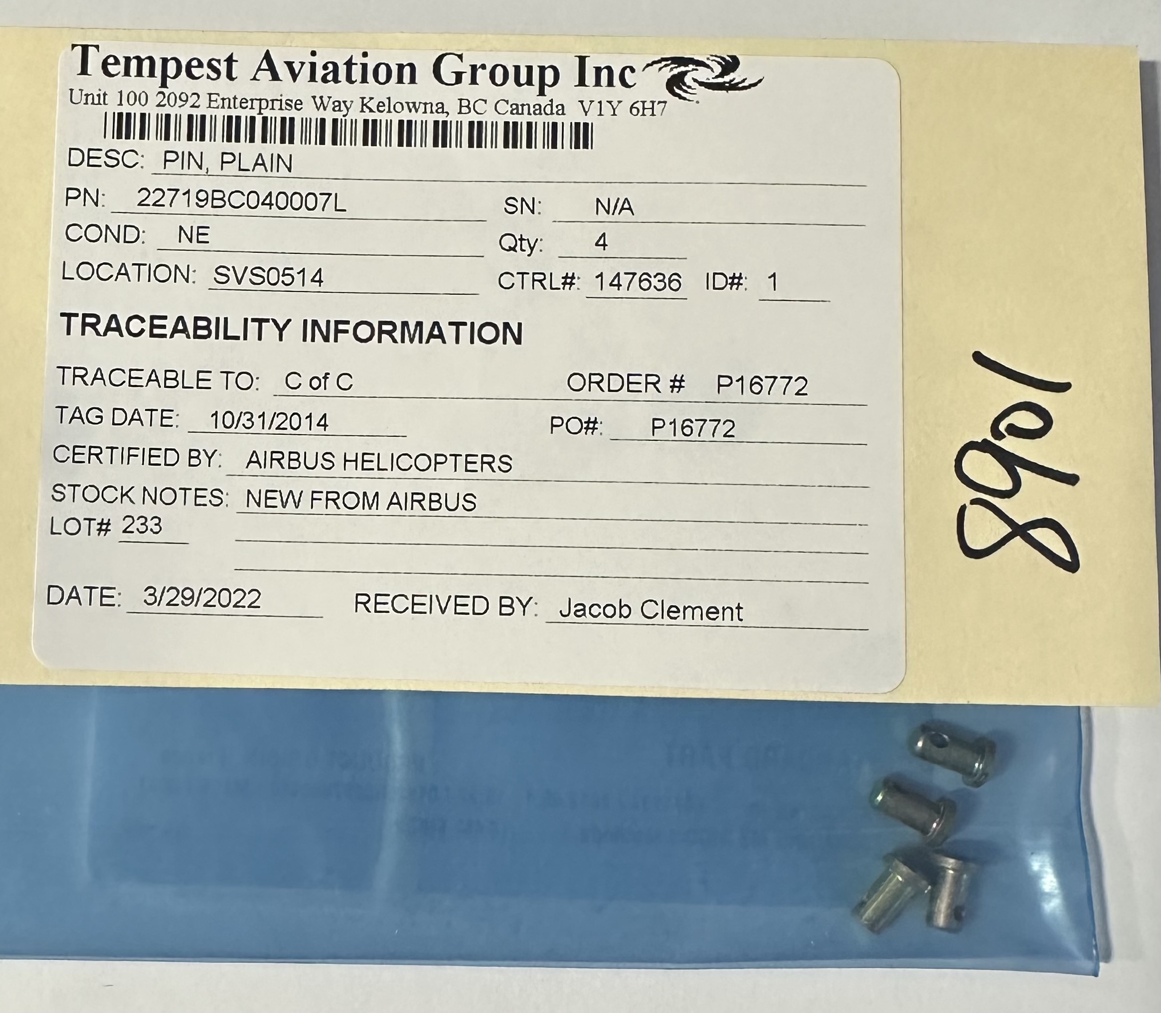 Aircraft Part: 22719BC040007L