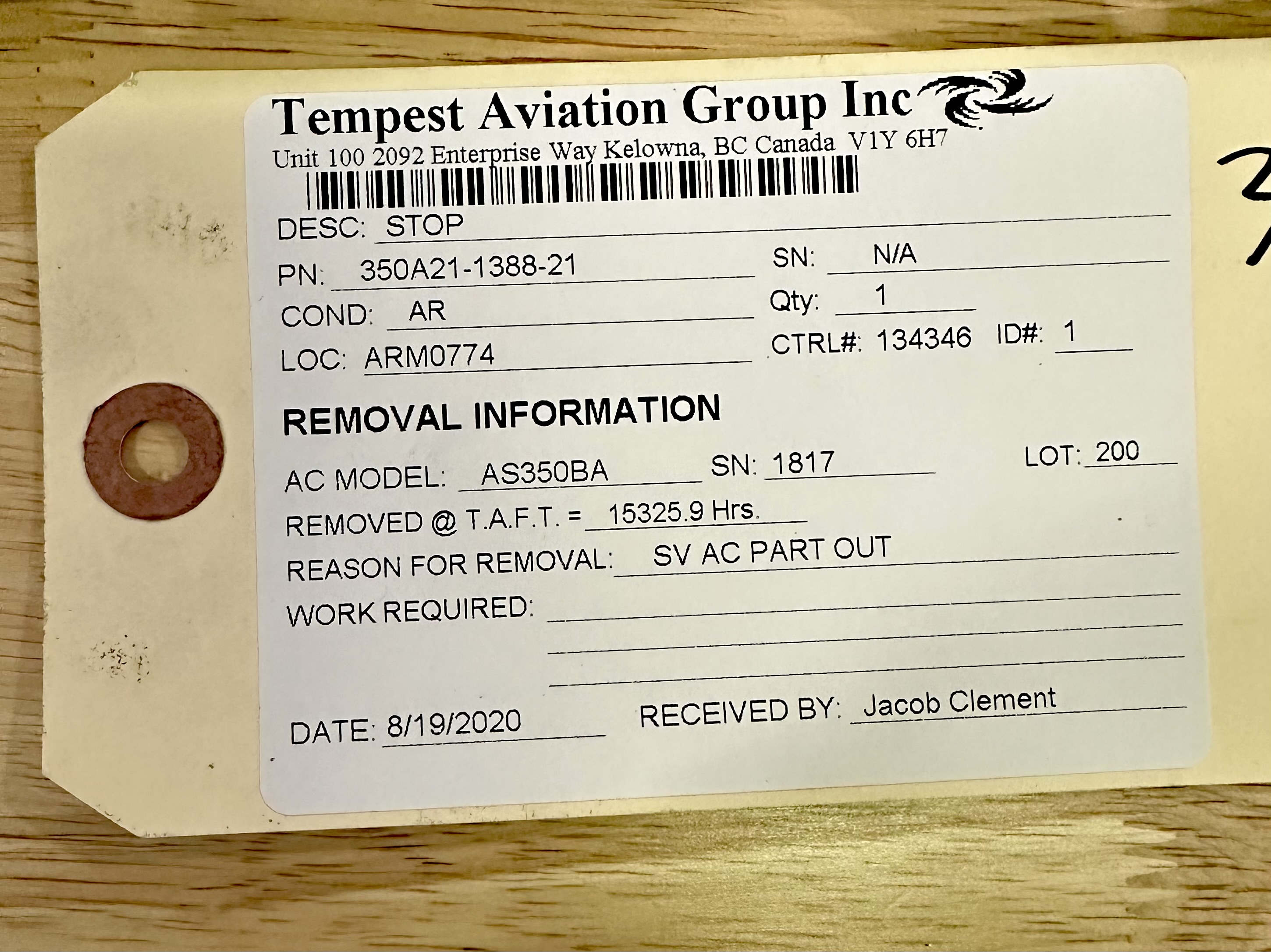 Aircraft Part: 350A21-1388-21