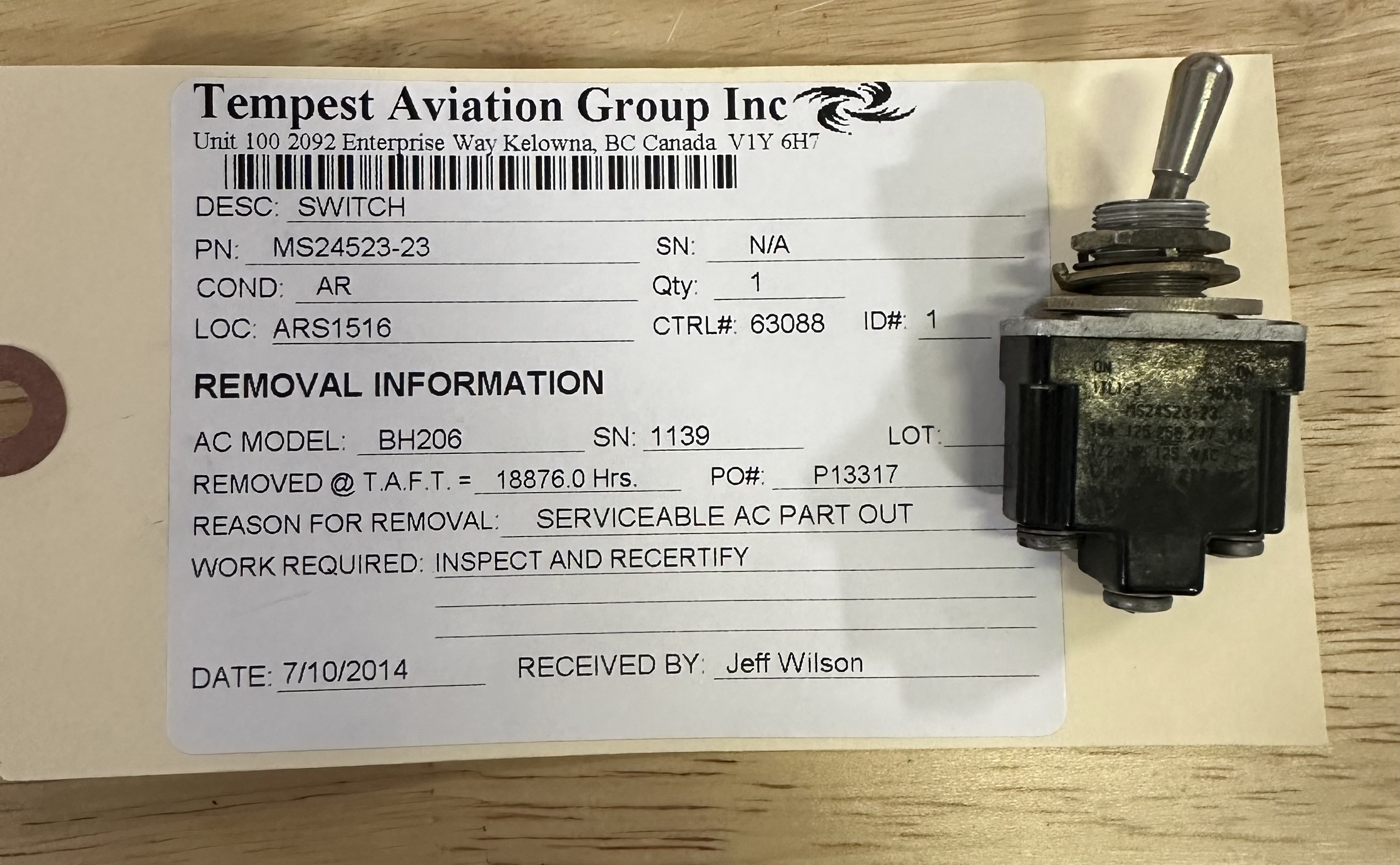 Aircraft Part: MS24523-23