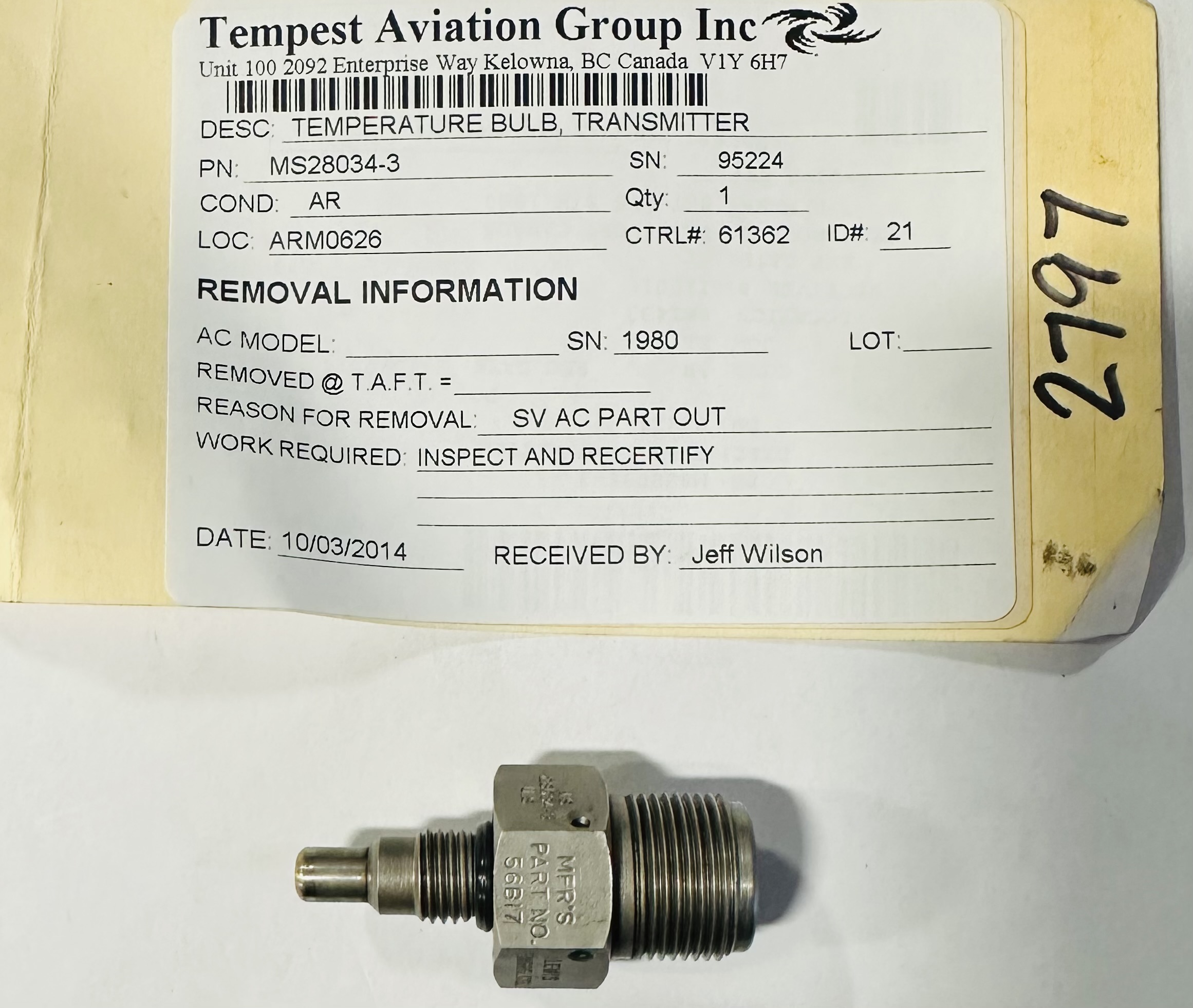 Aircraft Part: MS28034-3