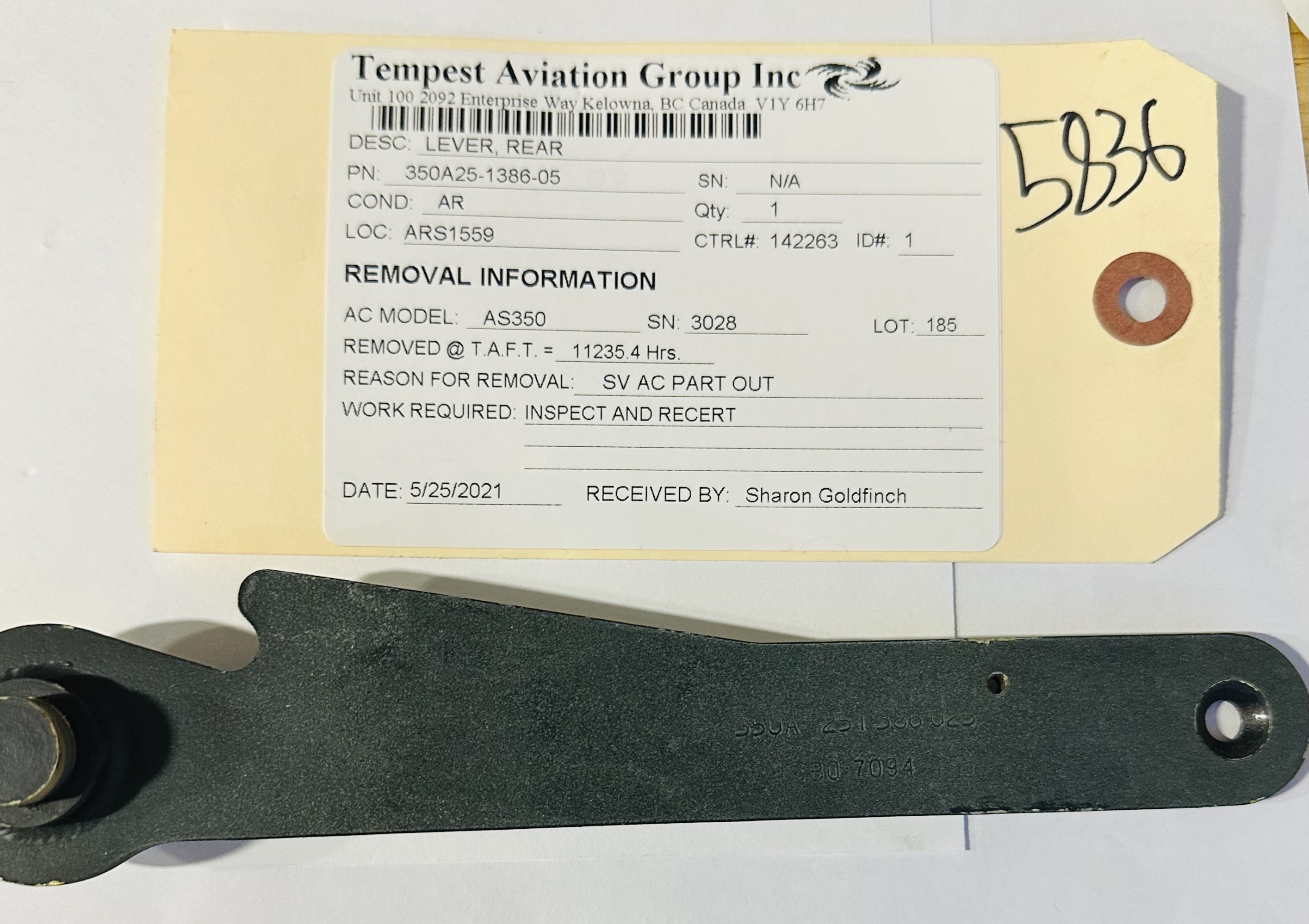 Aircraft Part: 350A25-1386-05