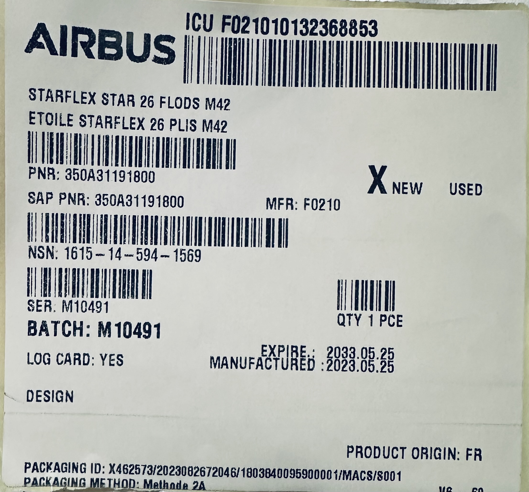 Aircraft Part: 350A31191800