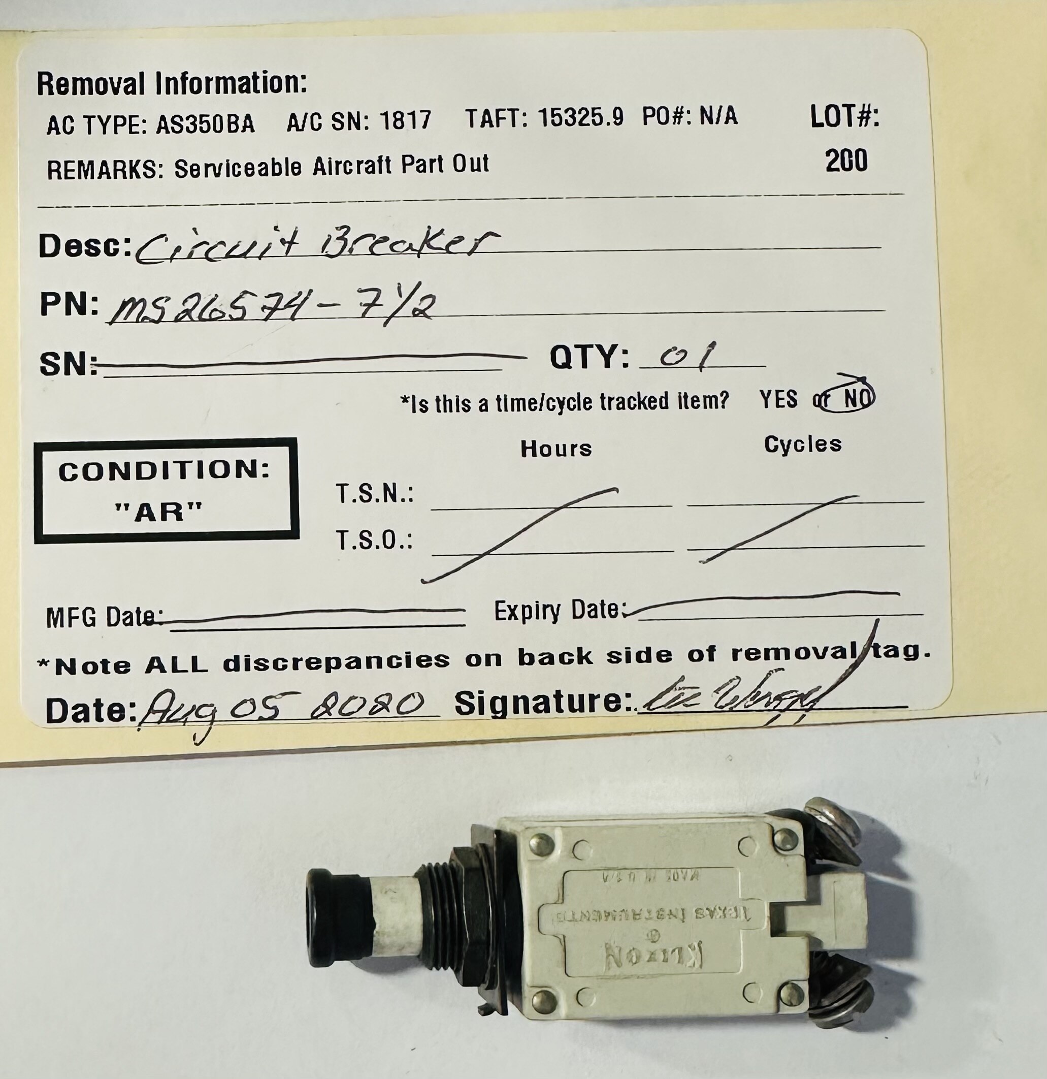 Aircraft Part: MS26574-7-1/2