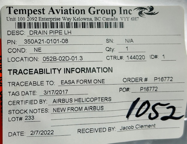 Aircraft Part: 350A21-0101-08