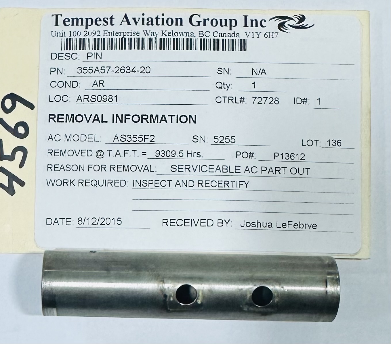 Aircraft Part: 355A57-2634-20