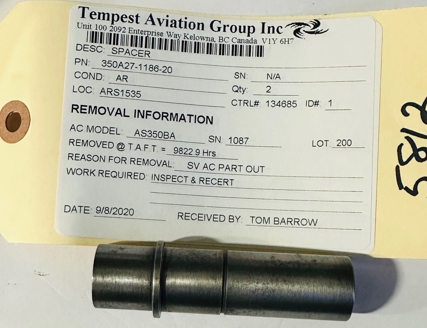 Aircraft Part: 350A27-1186-20